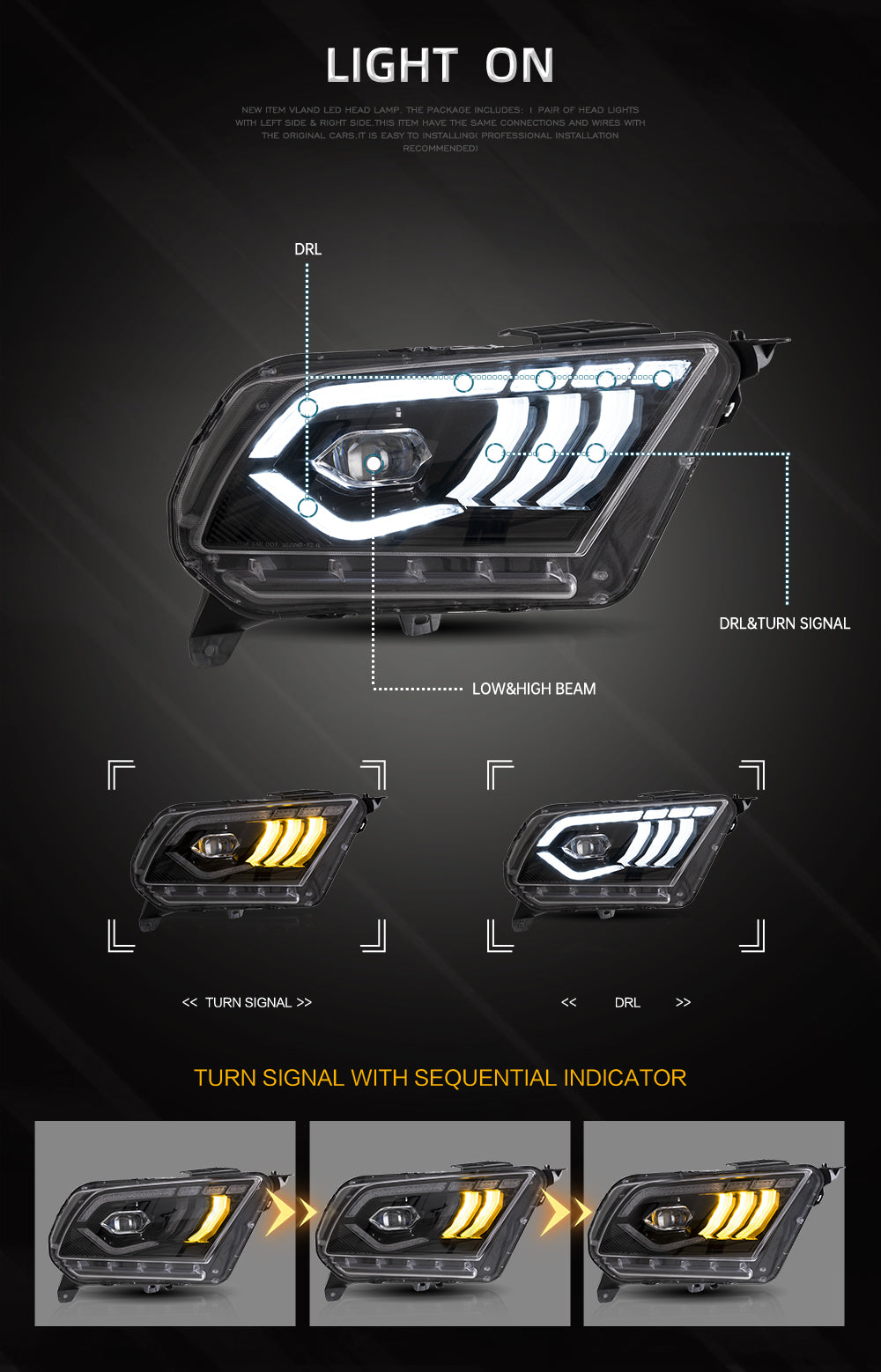 2010-2014 S197 Mustang LED Headlights